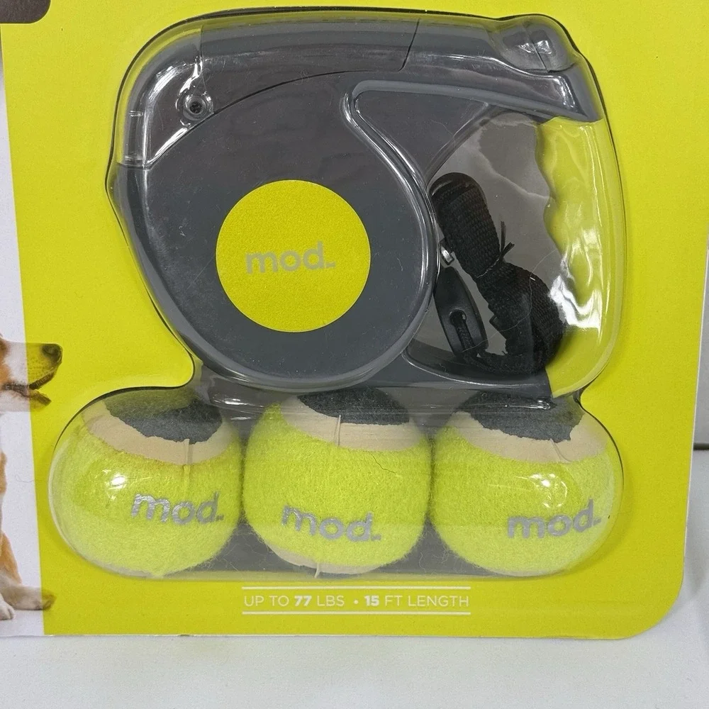 Retractable Dog 15 Ft Leash & 3PC Tennis Ball Set Midnight Collection RL0001-YEA